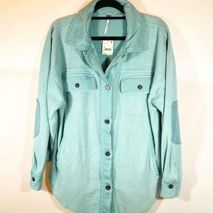 🌸Free People Ruby Shacket Jacket Mountain Jubilee Aqua Blue